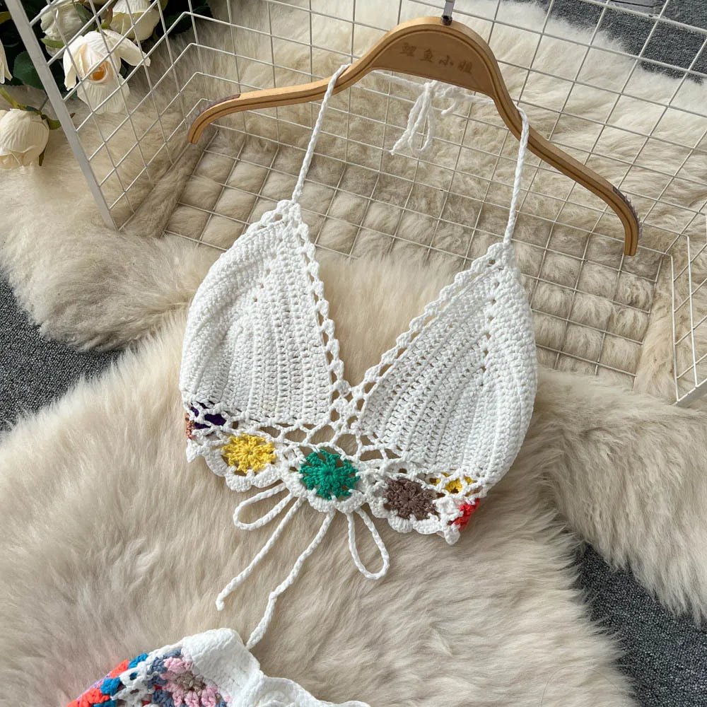 2026Women's Summer Bohemian Style Holiday knitted Set Tassel Halter Top WithSkirt Set Knitted Skirt Suit Two Piece Set for Women - MAGUSTA BEAUTY