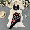 2026Women's Summer Bohemian Style Holiday knitted Set Tassel Halter Top WithSkirt Set Knitted Skirt Suit Two Piece Set for Women - MAGUSTA BEAUTY