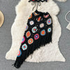2026Women's Summer Bohemian Style Holiday knitted Set Tassel Halter Top WithSkirt Set Knitted Skirt Suit Two Piece Set for Women - MAGUSTA BEAUTY