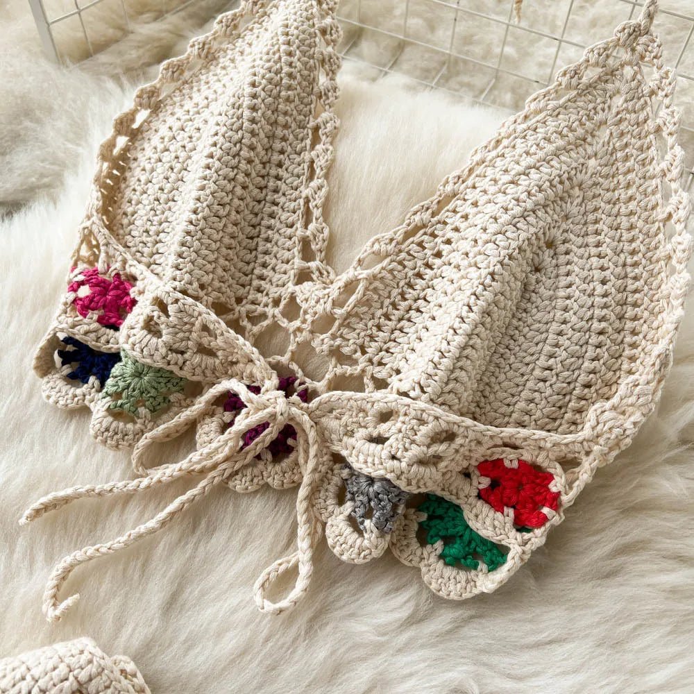 2026Women's Summer Bohemian Style Holiday knitted Set Tassel Halter Top WithSkirt Set Knitted Skirt Suit Two Piece Set for Women - MAGUSTA BEAUTY