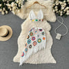 2026Women's Summer Bohemian Style Holiday knitted Set Tassel Halter Top WithSkirt Set Knitted Skirt Suit Two Piece Set for Women - MAGUSTA BEAUTY