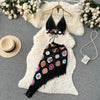 2026Women's Summer Bohemian Style Holiday knitted Set Tassel Halter Top WithSkirt Set Knitted Skirt Suit Two Piece Set for Women - MAGUSTA BEAUTY