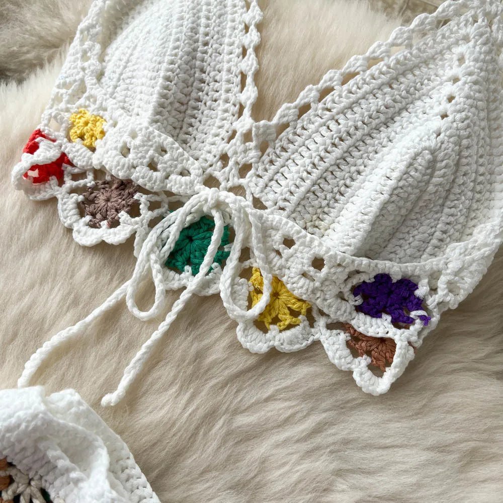 2026Women's Summer Bohemian Style Holiday knitted Set Tassel Halter Top WithSkirt Set Knitted Skirt Suit Two Piece Set for Women - MAGUSTA BEAUTY