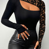 Top Frauen 2025 Frühling Neue Mode Strass Bandeau Transparenter Mesh Slim Fit Langarmshirt Sexy Enges Alltags-T-Shirt Top