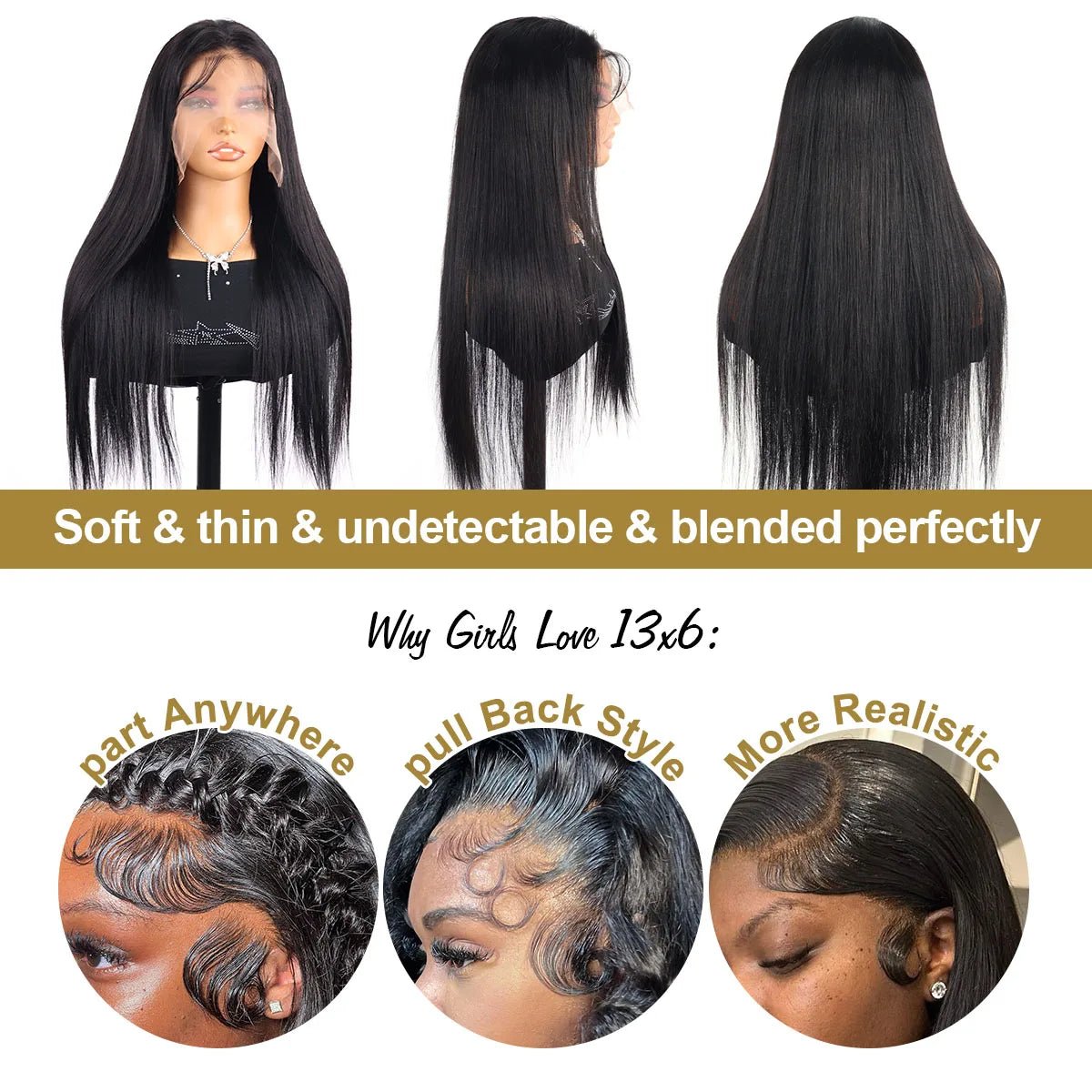 220% Bone Straight 360 Full Transparent Lace Front Human Hair Wigs 13×6 HD Lace Frontal Wig 30 40 Inch Black 100% Human Hair Wig - MAGUSTA BEAUTY