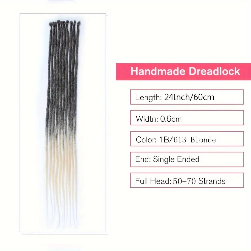 24Inch Dreadlock Extensions Synthetic Loc Extensions 0.6CM 100% Full Head Handmade Permanent Dreadlocks Extension for Men/Women - MAGUSTA BEAUTY