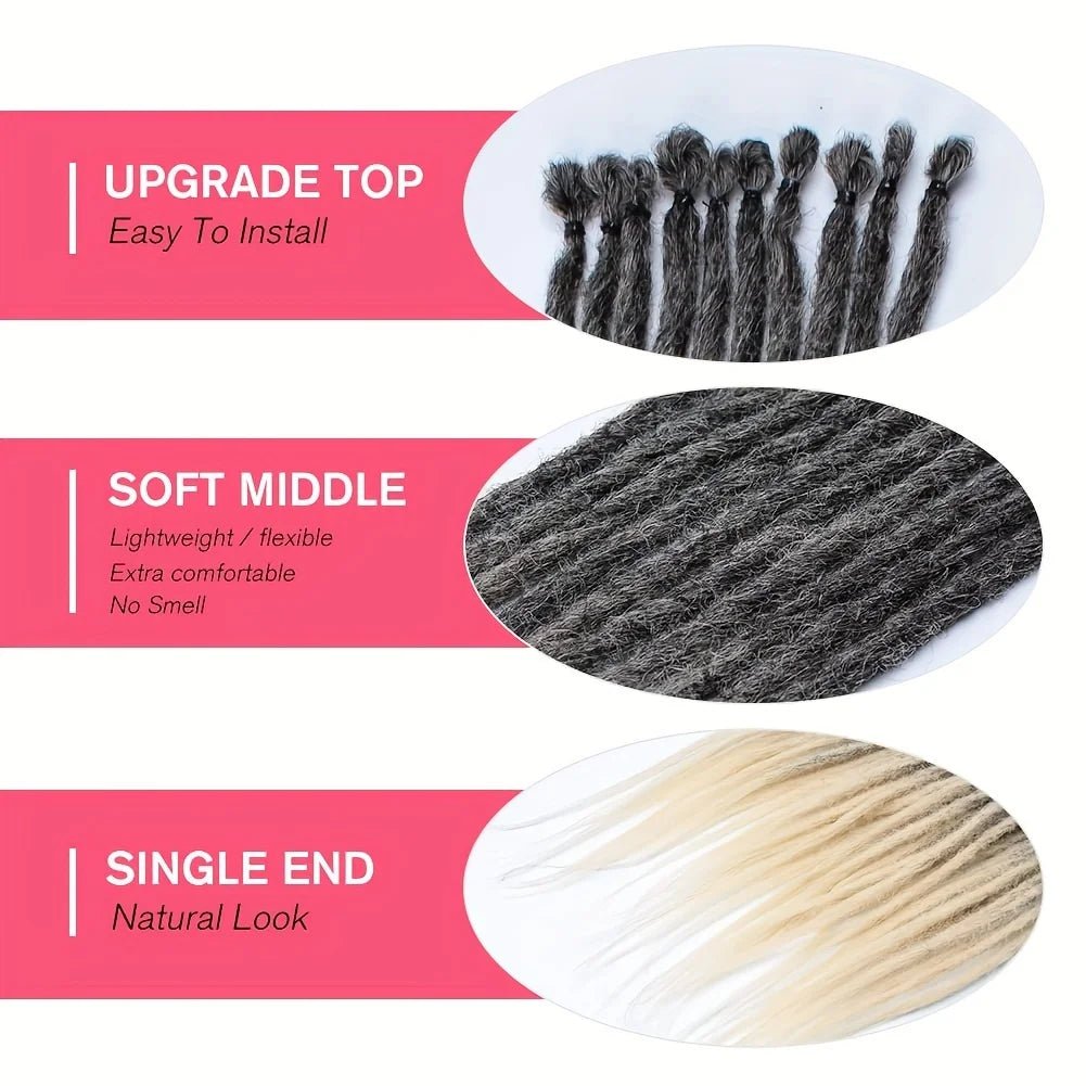 24Inch Dreadlock Extensions Synthetic Loc Extensions 0.6CM 100% Full Head Handmade Permanent Dreadlocks Extension for Men/Women - MAGUSTA BEAUTY