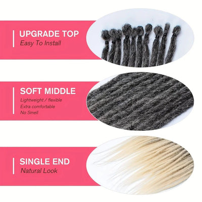 24Inch Dreadlock Extensions Synthetic Loc Extensions 0.6CM 100% Full Head Handmade Permanent Dreadlocks Extension for Men/Women - MAGUSTA BEAUTY