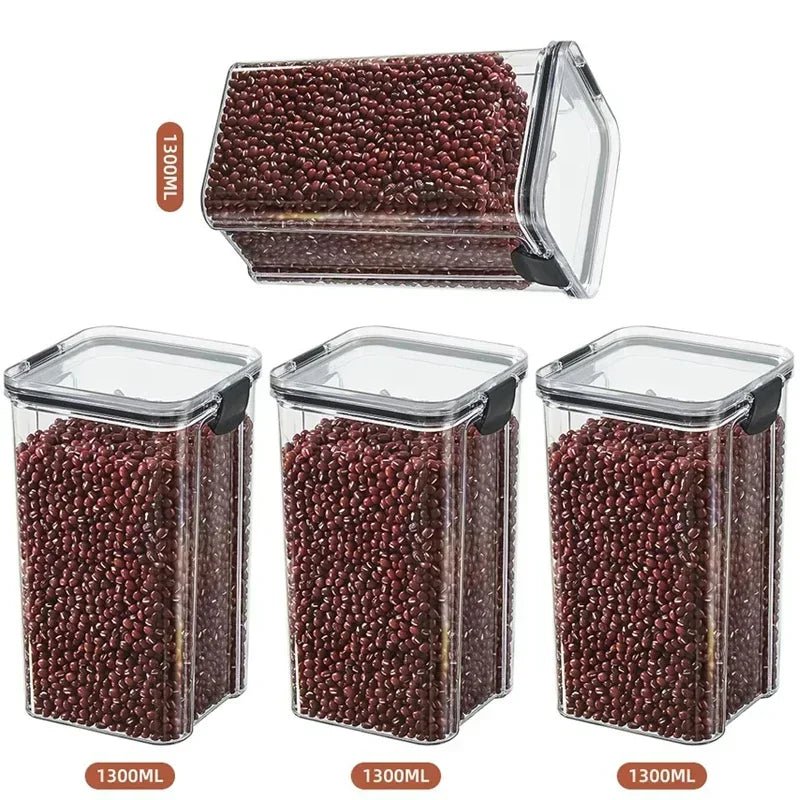 2/4PCS Sealed Jars Sets Stackable Kitchen Grain Srorage Sealed Containers Fridge Fresh Keep Boxes Seasoning Set Multigrain Tank - MAGUSTA BEAUTY