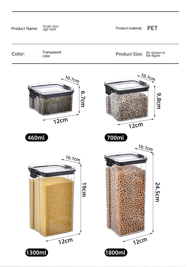 2/4PCS Sealed Jars Sets Stackable Kitchen Grain Srorage Sealed Containers Fridge Fresh Keep Boxes Seasoning Set Multigrain Tank - MAGUSTA BEAUTY