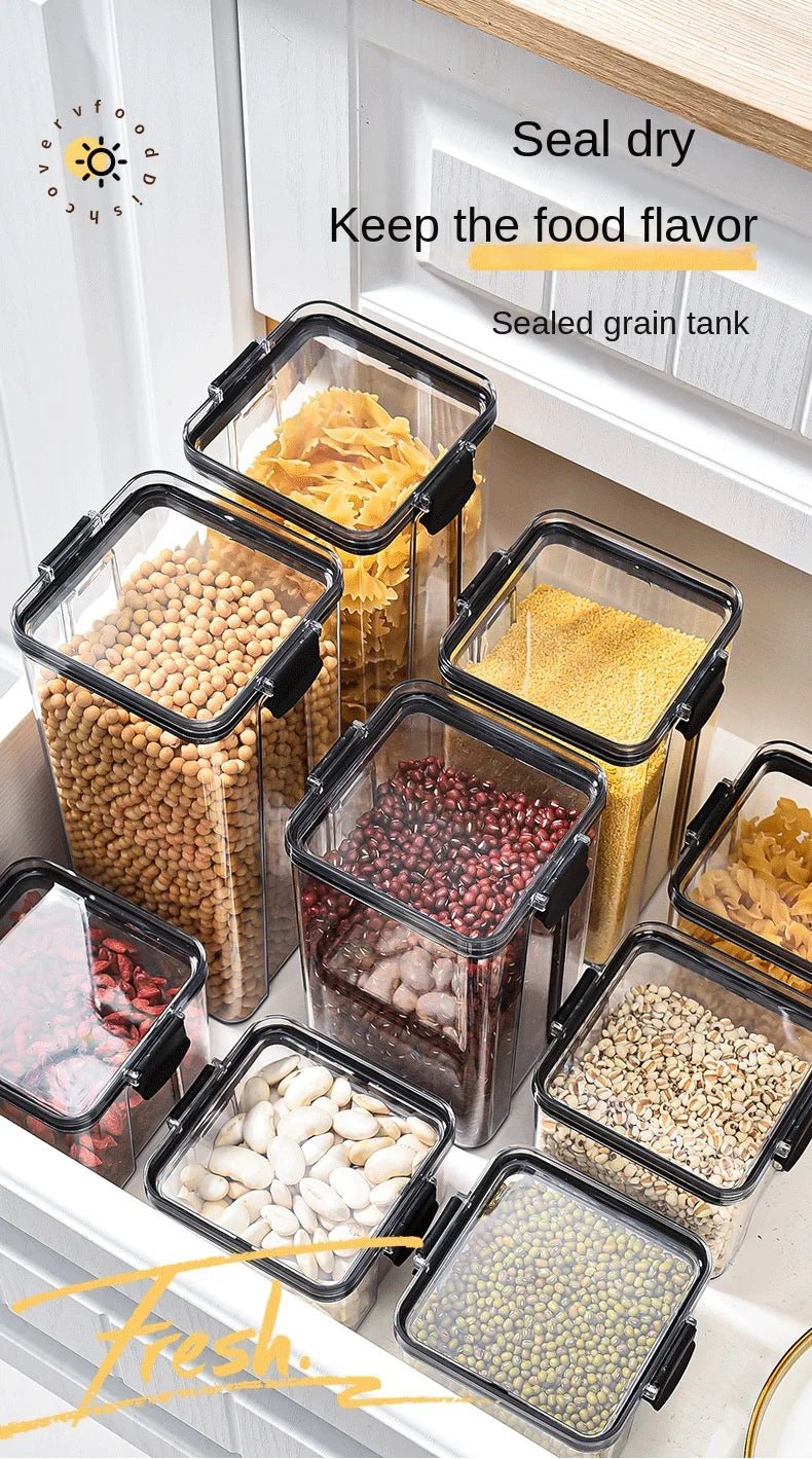 2/4PCS Sealed Jars Sets Stackable Kitchen Grain Srorage Sealed Containers Fridge Fresh Keep Boxes Seasoning Set Multigrain Tank - MAGUSTA BEAUTY