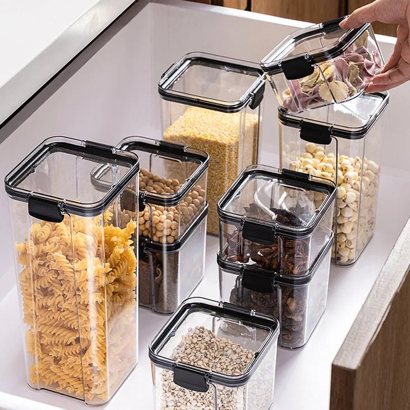 2/4PCS Sealed Jars Sets Stackable Kitchen Grain Srorage Sealed Containers Fridge Fresh Keep Boxes Seasoning Set Multigrain Tank - MAGUSTA BEAUTY