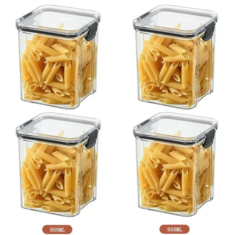 2/4PCS Sealed Jars Sets Stackable Kitchen Grain Srorage Sealed Containers Fridge Fresh Keep Boxes Seasoning Set Multigrain Tank - MAGUSTA BEAUTY