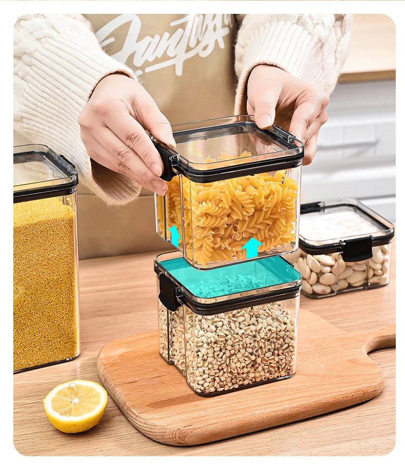 2/4PCS Sealed Jars Sets Stackable Kitchen Grain Srorage Sealed Containers Fridge Fresh Keep Boxes Seasoning Set Multigrain Tank - MAGUSTA BEAUTY
