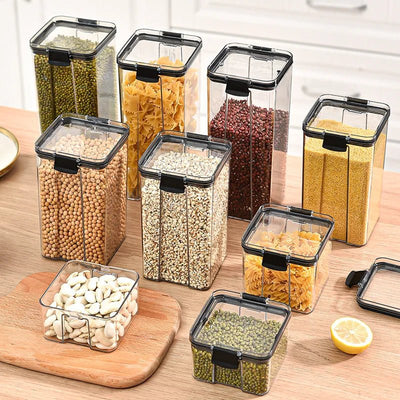 2/4PCS Sealed Jars Sets Stackable Kitchen Grain Srorage Sealed Containers Fridge Fresh Keep Boxes Seasoning Set Multigrain Tank - MAGUSTA BEAUTY