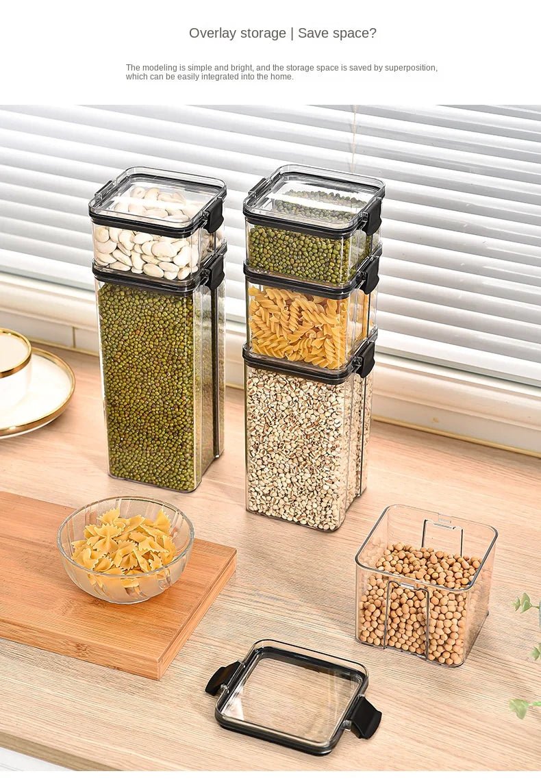 2/4PCS Sealed Jars Sets Stackable Kitchen Grain Srorage Sealed Containers Fridge Fresh Keep Boxes Seasoning Set Multigrain Tank - MAGUSTA BEAUTY