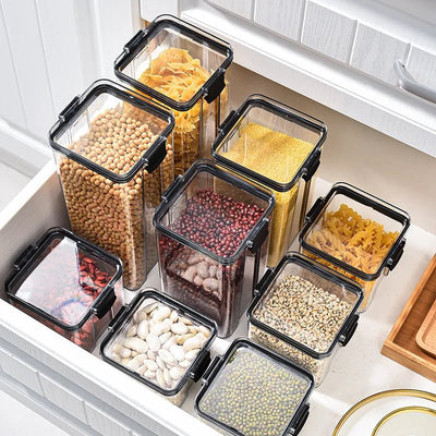 2/4PCS Sealed Jars Sets Stackable Kitchen Grain Srorage Sealed Containers Fridge Fresh Keep Boxes Seasoning Set Multigrain Tank - MAGUSTA BEAUTY
