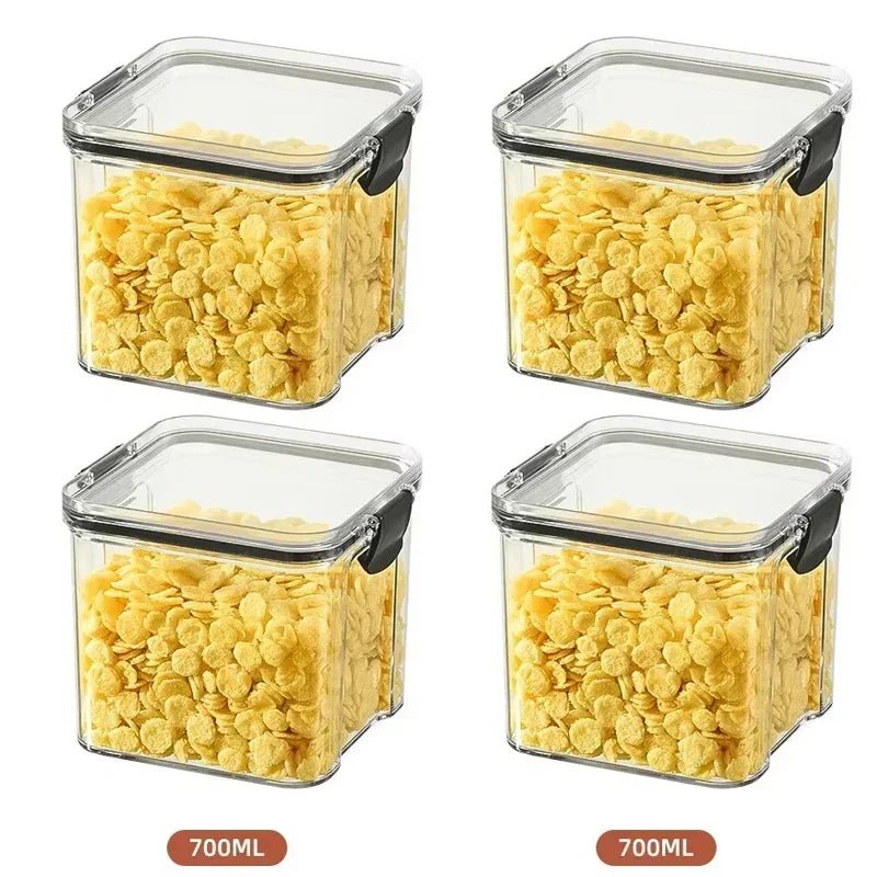 2/4PCS Sealed Jars Sets Stackable Kitchen Grain Srorage Sealed Containers Fridge Fresh Keep Boxes Seasoning Set Multigrain Tank - MAGUSTA BEAUTY