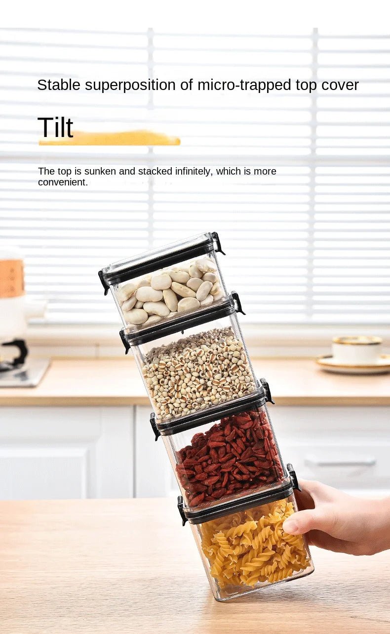 2/4PCS Sealed Jars Sets Stackable Kitchen Grain Srorage Sealed Containers Fridge Fresh Keep Boxes Seasoning Set Multigrain Tank - MAGUSTA BEAUTY