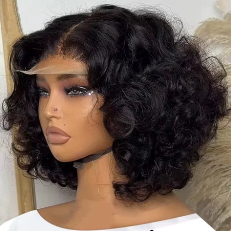 250% Body Wave HD Lace Frontal Wig Short Bob WigS Human Hair Glueless Human Hair Wavy 13x4 Transparent Lace Front Wigs For Women - MAGUSTA BEAUTY