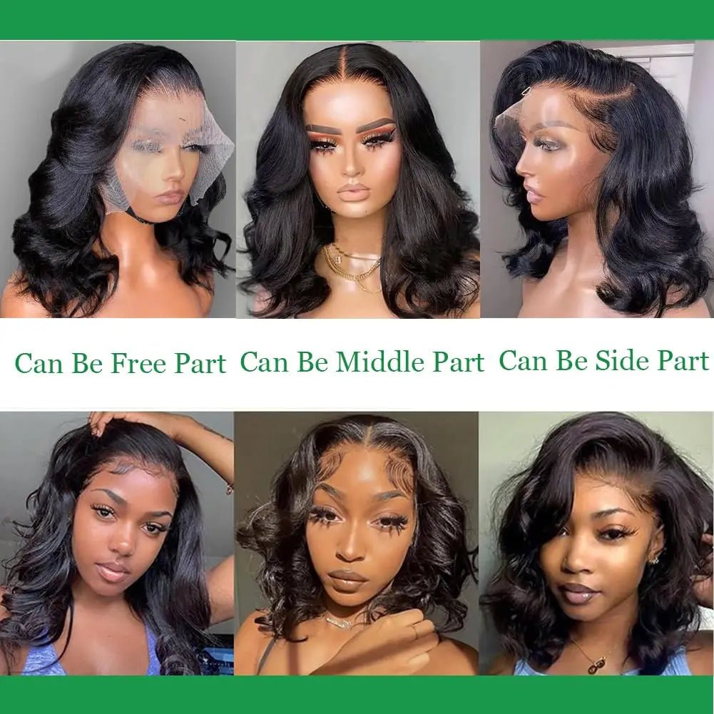 250% Body Wave HD Lace Frontal Wig Short Bob WigS Human Hair Glueless Human Hair Wavy 13x4 Transparent Lace Front Wigs For Women - MAGUSTA BEAUTY