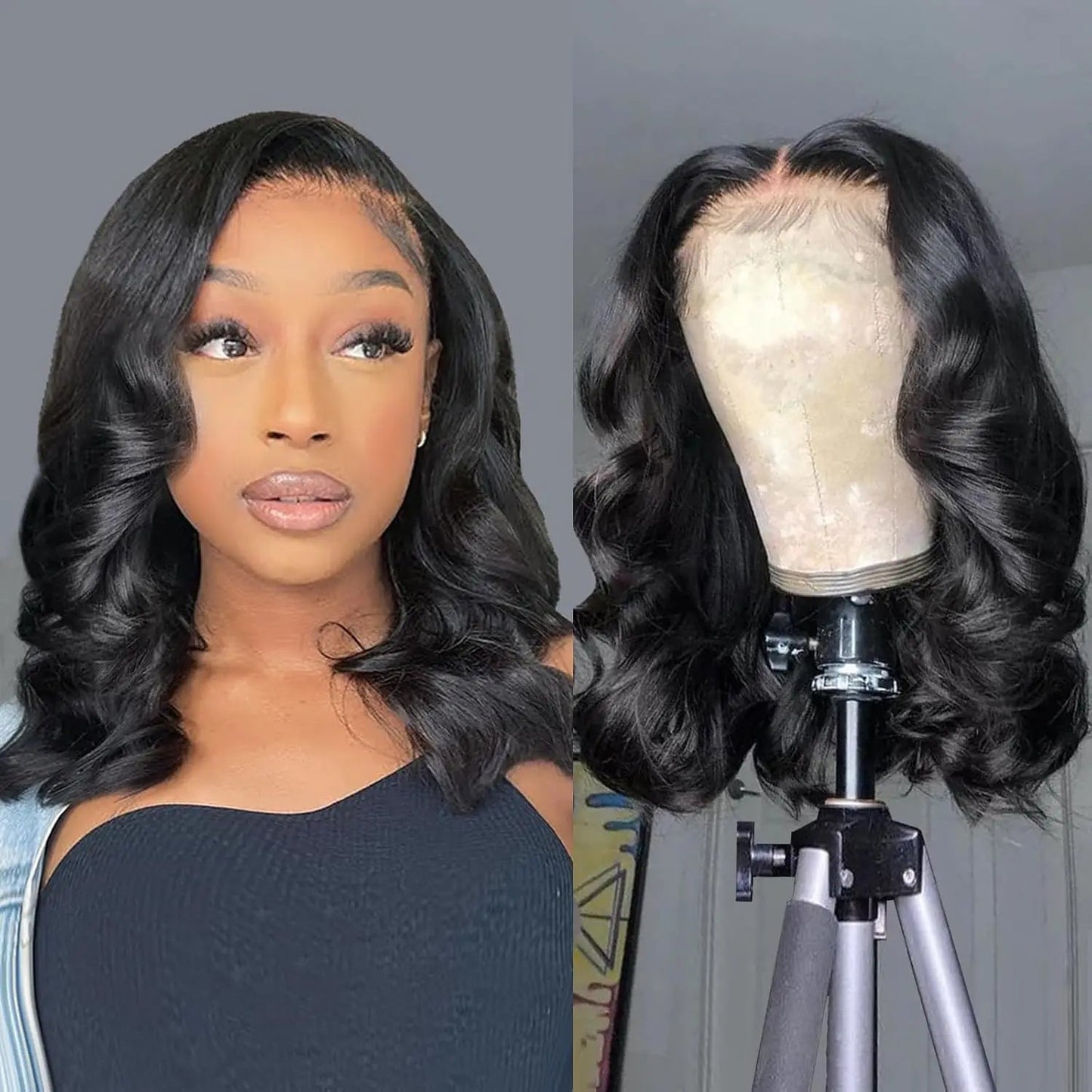 250% Body Wave HD Lace Frontal Wig Short Bob WigS Human Hair Glueless Human Hair Wavy 13x4 Transparent Lace Front Wigs For Women - MAGUSTA BEAUTY