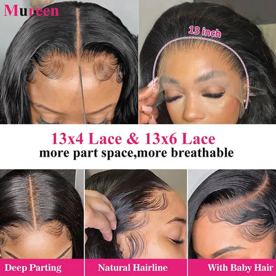 250% Density 13x6 Body Wave Lace Front Wigs Human Hair Pre Plucked 13x4 HD Transparent Lace Frontal Wigs Human Hair for Women - MAGUSTA BEAUTY