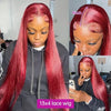 250 Density 99J Burgundy 13x4 Brazilian HD Lace Front Wig For Women Straight Red 30 Inch Glueless Lace Frontal Human Hair Wigs - MAGUSTA BEAUTY