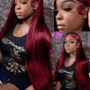 250 Density 99J Burgundy 13x4 Brazilian HD Lace Front Wig For Women Straight Red 30 Inch Glueless Lace Frontal Human Hair Wigs - MAGUSTA BEAUTY