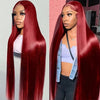 250 Density 99J Burgundy 13x4 Brazilian HD Lace Front Wig For Women Straight Red 30 Inch Glueless Lace Frontal Human Hair Wigs - MAGUSTA BEAUTY