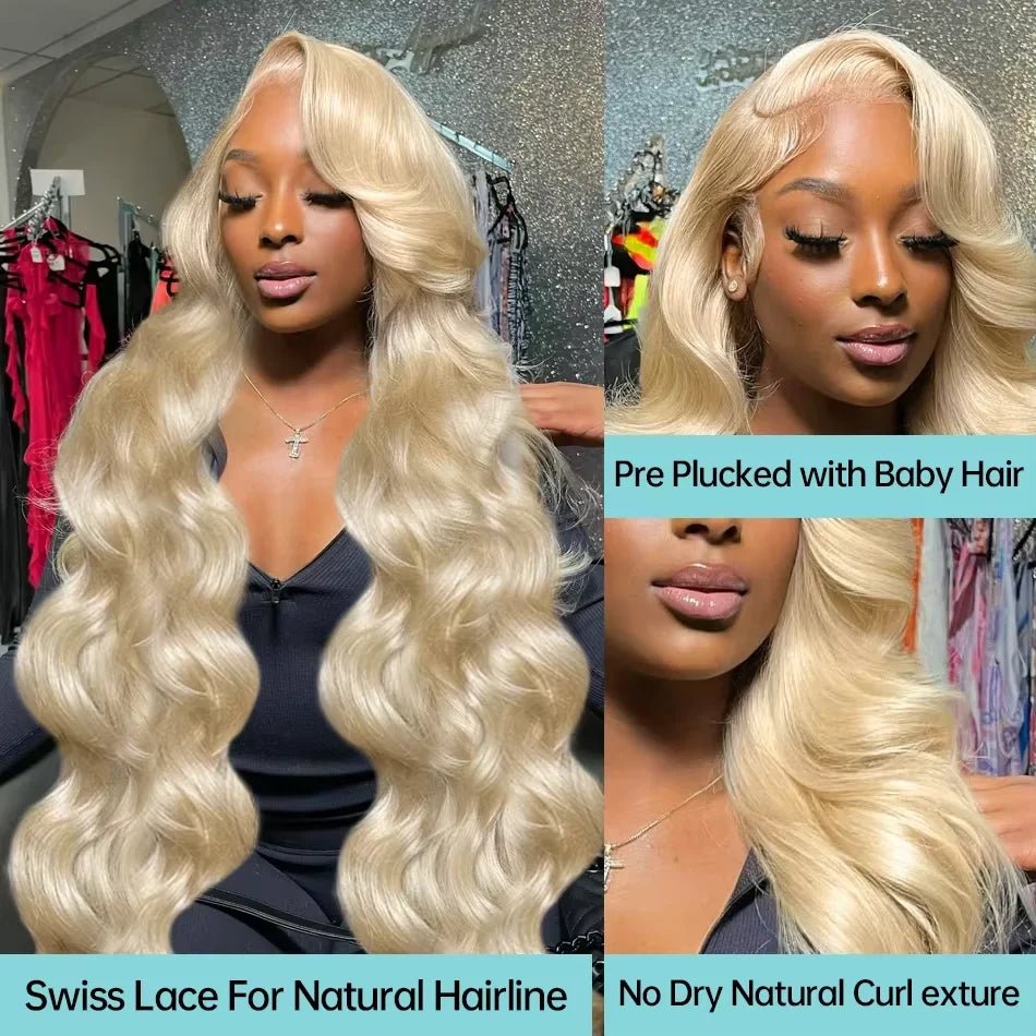 250% Density Peruvian 30 40 42 inch 613 Blonde 13x6 HD Lace Front Human Hair Wig For Women Body Wave Glueless Lace Frontal Wig - MAGUSTA BEAUTY