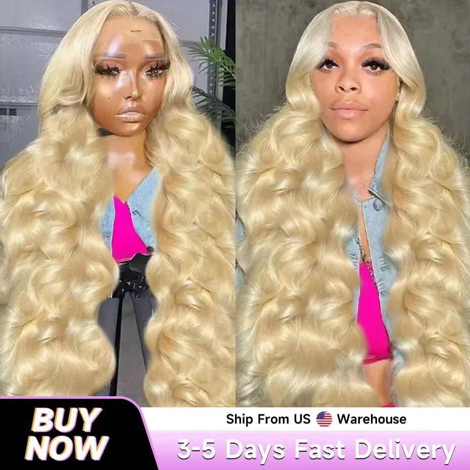 250% Density Peruvian 30 40 42 inch 613 Blonde 13x6 HD Lace Front Human Hair Wig For Women Body Wave Glueless Lace Frontal Wig - MAGUSTA BEAUTY