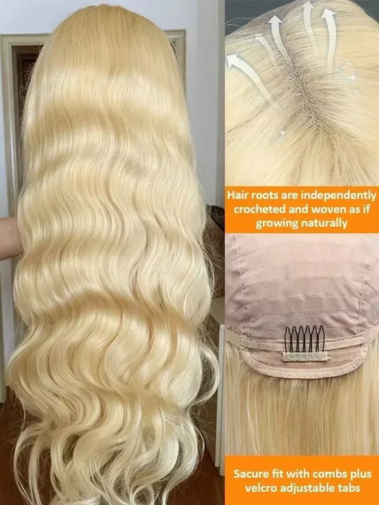 250% Density Peruvian 30 40 42 inch 613 Blonde 13x6 HD Lace Front Human Hair Wig For Women Body Wave Glueless Lace Frontal Wig - MAGUSTA BEAUTY