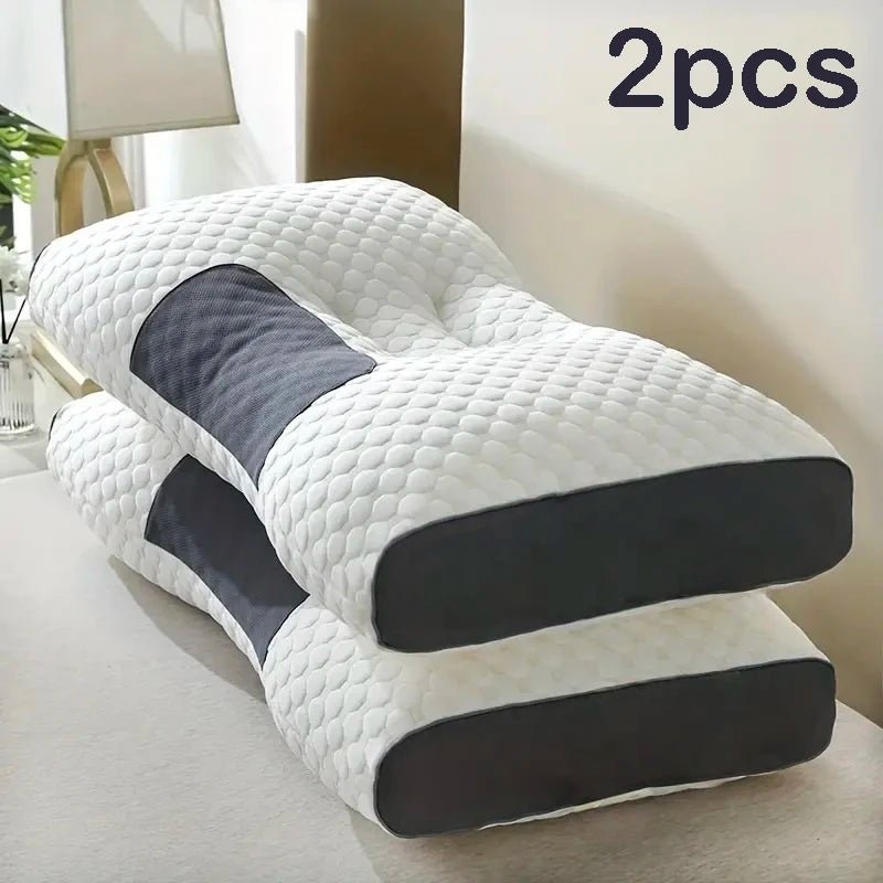 2pcs Massage Neck Pillows Adjustable Ergonomic Orthopedic Contour Support, High - Quality Pillow Core, All - Season Sleeping Comfort - MAGUSTA BEAUTY