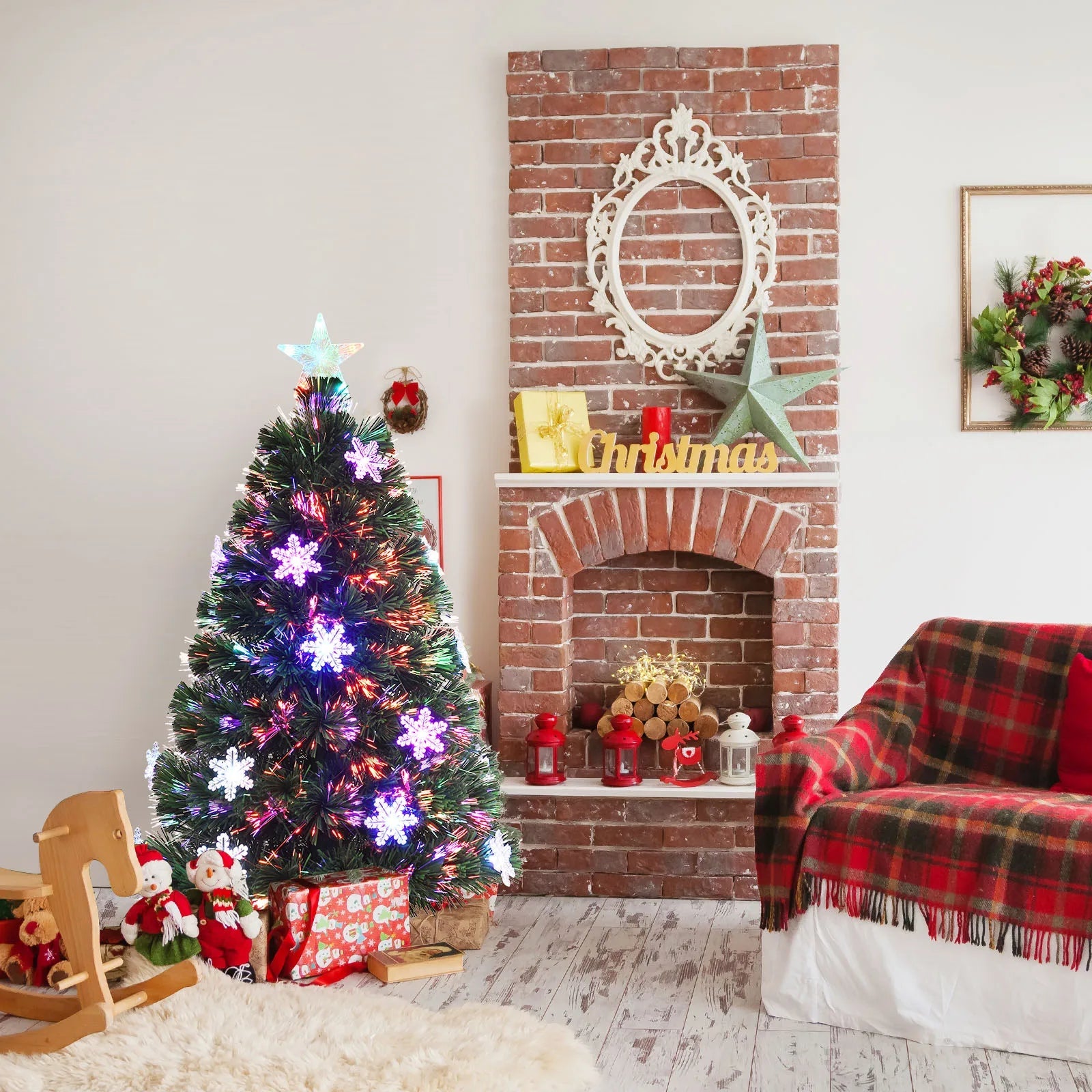 3/ 4/ 5/ 6 FT Fiber Optic Artificial Christmas Tree Pre - Lit Christmas Tree, Xmas Full Tree, Xmas Holiday Decor for Office, Home - MAGUSTA BEAUTY
