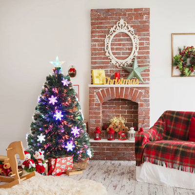 3/ 4/ 5/ 6 FT Fiber Optic Artificial Christmas Tree Pre - Lit Christmas Tree, Xmas Full Tree, Xmas Holiday Decor for Office, Home - MAGUSTA BEAUTY