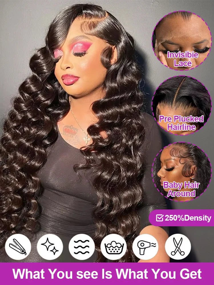 30 40 Inch Loose Deep Wave 13x6 HD Lace Frontal Human Hair Wig Brazilian 13x4 Curly Human Hair Lace Front Wigs Pre Plucked 250% - MAGUSTA BEAUTY