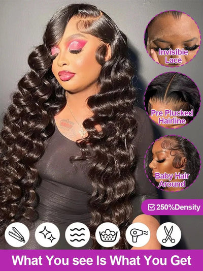 30 40 Inch Loose Deep Wave 13x6 HD Lace Frontal Human Hair Wig Brazilian 13x4 Curly Human Hair Lace Front Wigs Pre Plucked 250% - MAGUSTA BEAUTY
