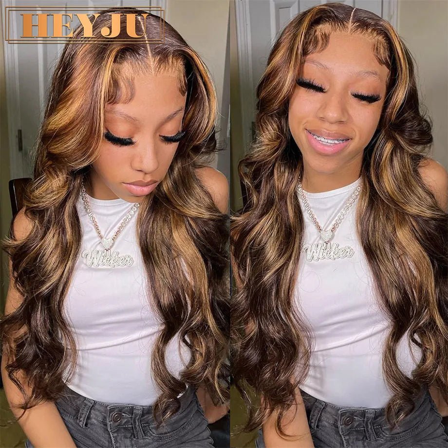 30 Inch Colored Highlight Human Hair Wigs Brazilian Body Wave Lace Front Wigs For Women 13x4 13x6 Hd Transparent Loose Wave Wig - MAGUSTA BEAUTY
