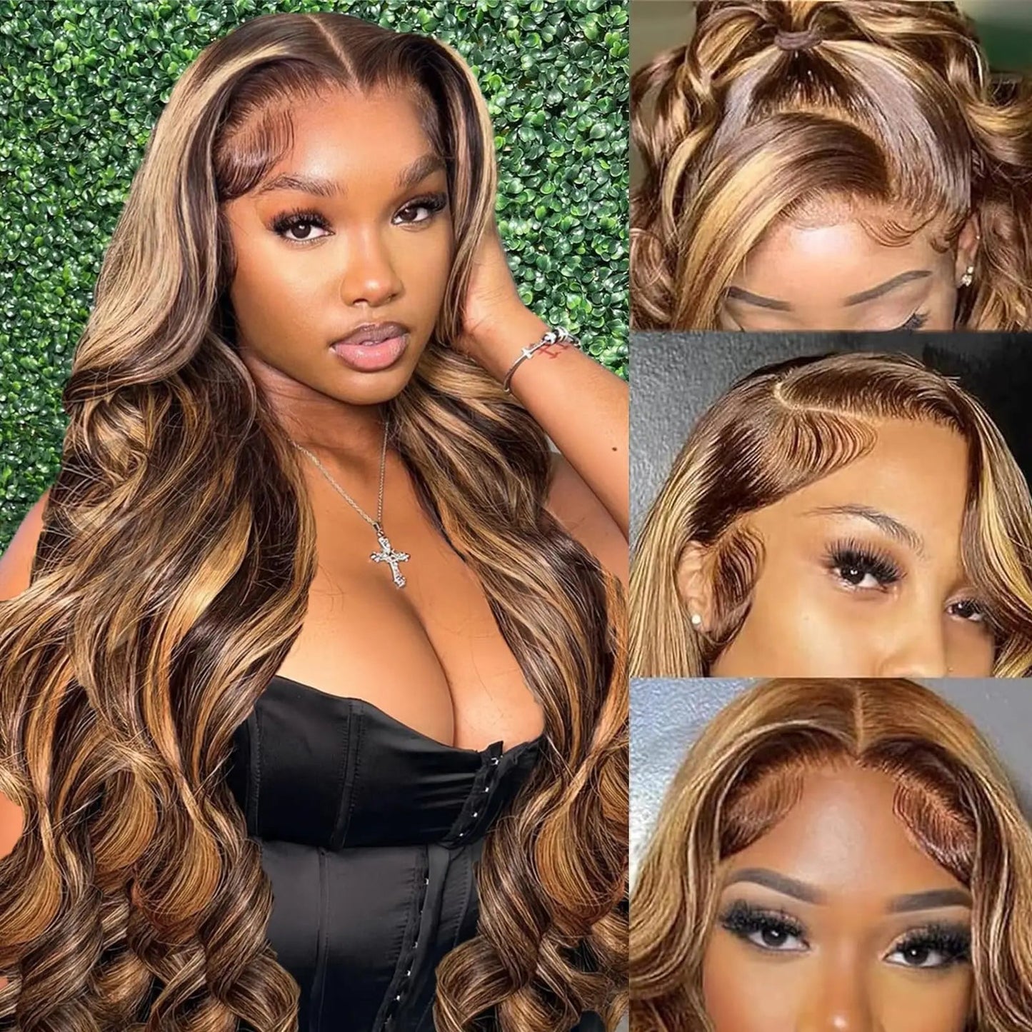 30 Inch Colored Highlight Human Hair Wigs Brazilian Body Wave Lace Front Wigs For Women 13x4 13x6 Hd Transparent Loose Wave Wig - MAGUSTA BEAUTY