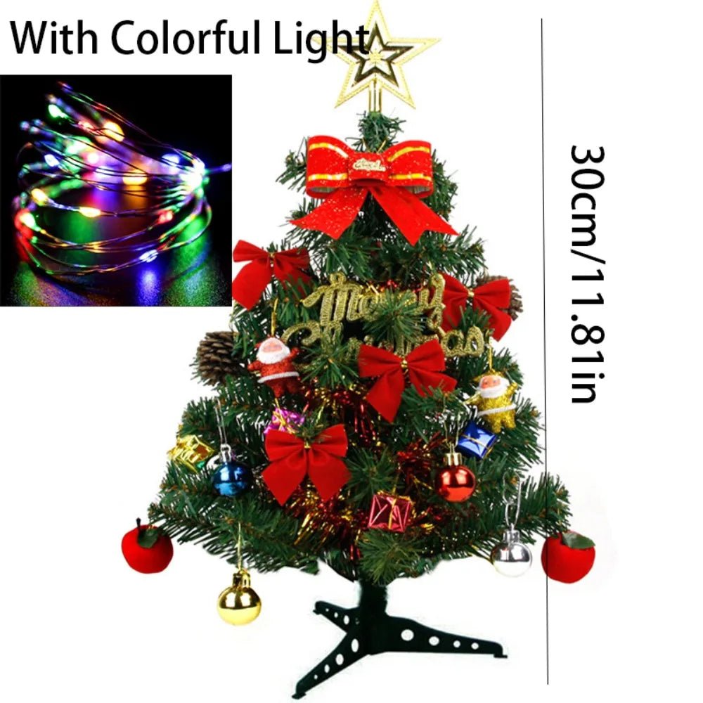 30/45cm Mini Christmas Tree New Year Gift Party Decoration Artificial Christmas Tree LED Light DIY Handicraft Xmas Tabletop Tree - MAGUSTA BEAUTY