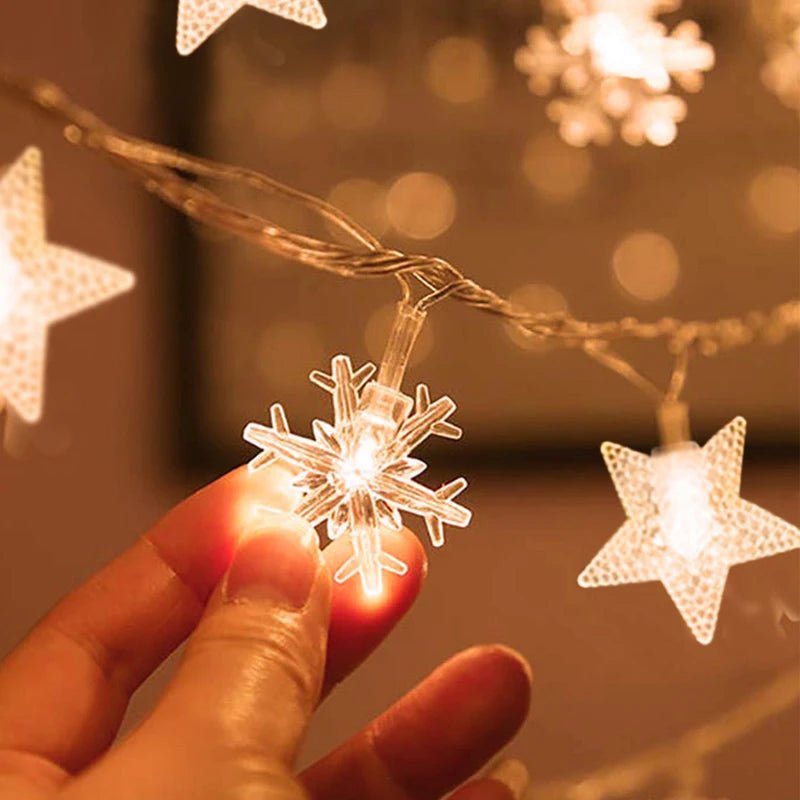 3M Christmas Lights LED Snowflake String Lights Xmas Fairy Light Lamp For Home New Year Party Supplies Christmas Tree Decor - MAGUSTA BEAUTY