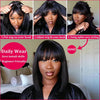 3X1 Middle Part Lace Wig Bob Wigs Full Machine Made Bone Straight Human Hair Wigs With Bangs Short Bob Human Hair Wigs For Women - MAGUSTA BEAUTY
