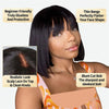 3X1 Middle Part Lace Wig Bob Wigs Full Machine Made Bone Straight Human Hair Wigs With Bangs Short Bob Human Hair Wigs For Women - MAGUSTA BEAUTY