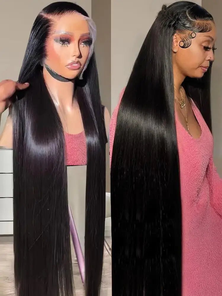 40 46 Inch 200 Density Frontal Wig For Black Women Brazilian Wigs Human Hair 5x5 Bone Straight HD Transparent Lace Front Wigs - MAGUSTA BEAUTY