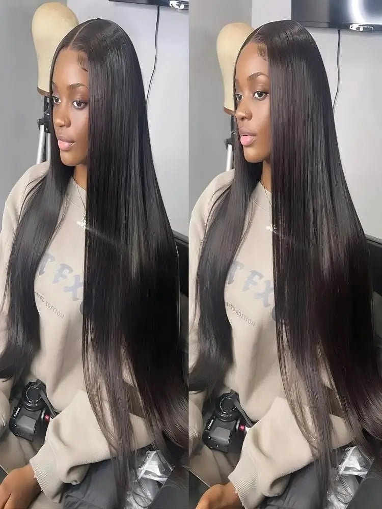40 46 Inch 200 Density Frontal Wig For Black Women Brazilian Wigs Human Hair 5x5 Bone Straight HD Transparent Lace Front Wigs - MAGUSTA BEAUTY