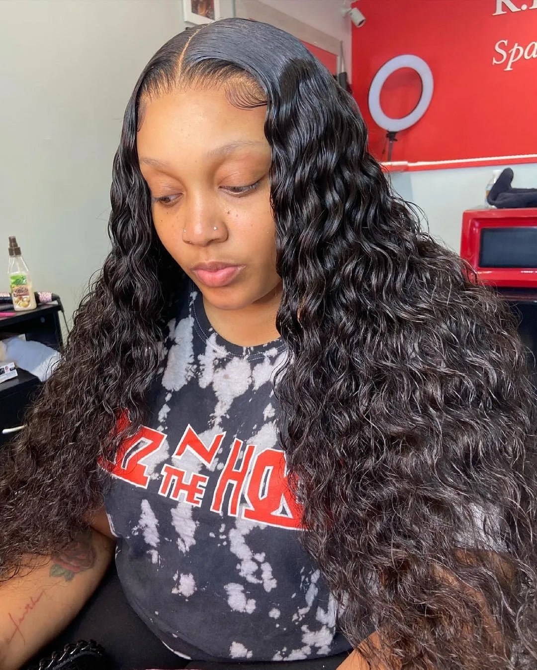 40 50 Inch HD 13x6 Deep Wave Lace Frontal Wigs Brazilian 13x4 Water Wave Curly Lace Front Human Hair Wigs For Women 300 Density - MAGUSTA BEAUTY