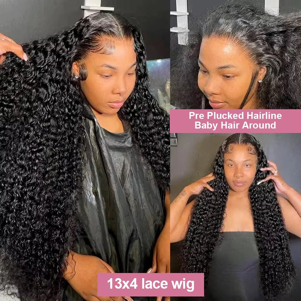40 50 Inch HD 13x6 Deep Wave Lace Frontal Wigs Brazilian 13x4 Water Wave Curly Lace Front Human Hair Wigs For Women 300 Density - MAGUSTA BEAUTY