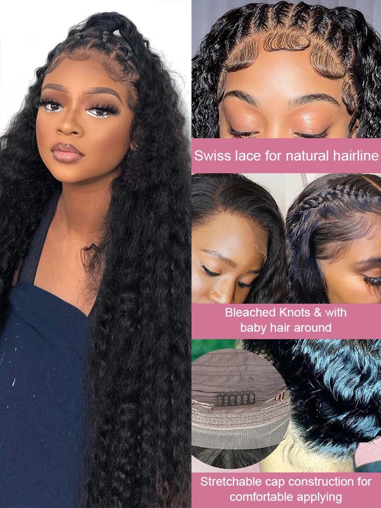 40 50 Inch HD 13x6 Deep Wave Lace Frontal Wigs Brazilian 13x4 Water Wave Curly Lace Front Human Hair Wigs For Women 300 Density - MAGUSTA BEAUTY