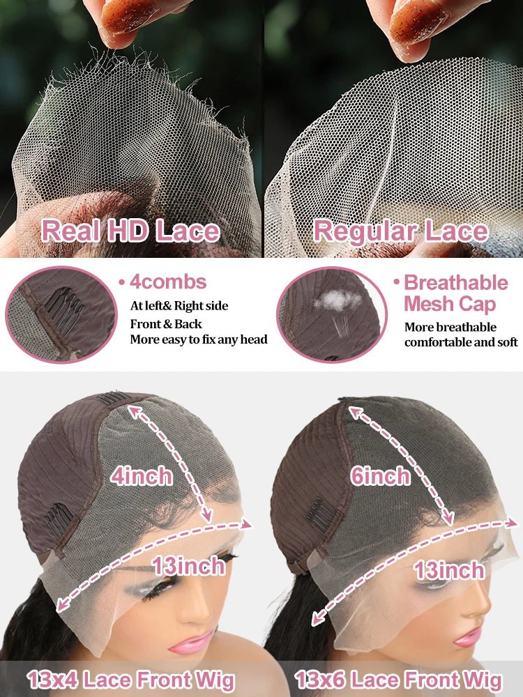 40 50 Inch HD 13x6 Deep Wave Lace Frontal Wigs Brazilian 13x4 Water Wave Curly Lace Front Human Hair Wigs For Women 300 Density - MAGUSTA BEAUTY